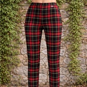 DKNY Black and Red Plaid Leggings-Cut Pants, S